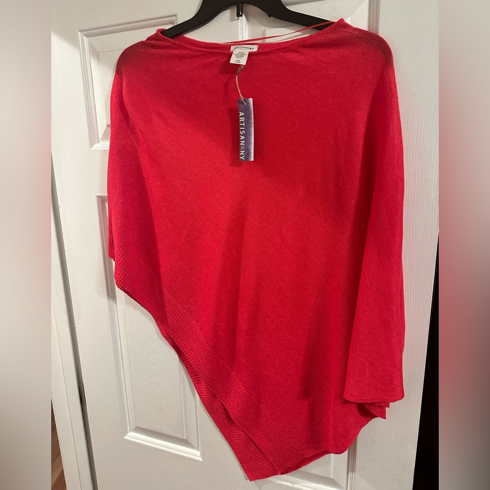 Artisan NY Organic Linen Poncho  in Vibrant Fuschia - NWT